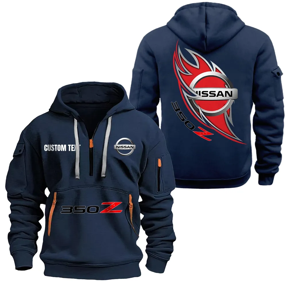 nissan 350z Hoodie Half Zipper CAR1701112147, CAR All Over Print Hoodie Half Zipper - Navy