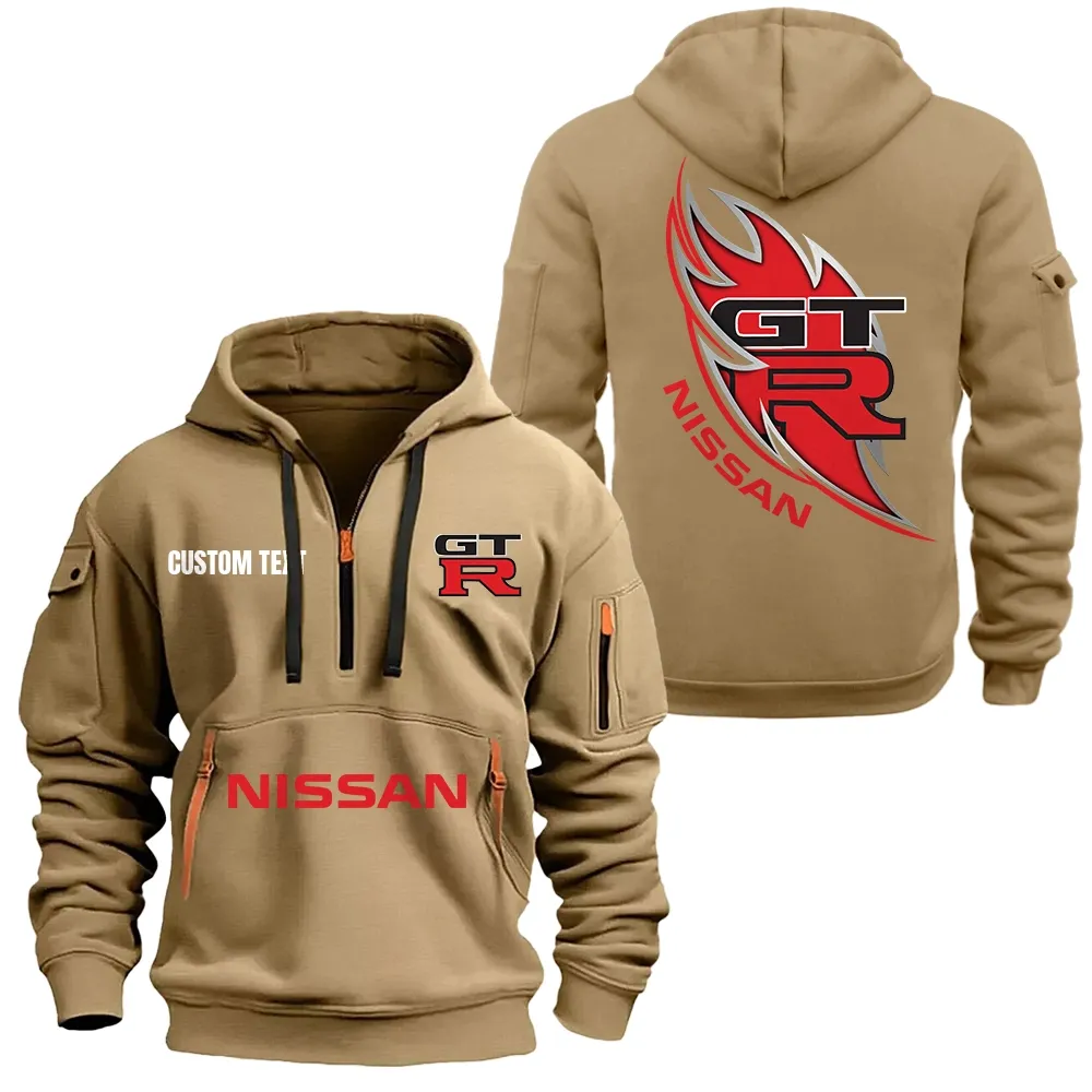 nissan gtr hoodie half zipper car1701112149 car all over print hoodie half zipper khaki