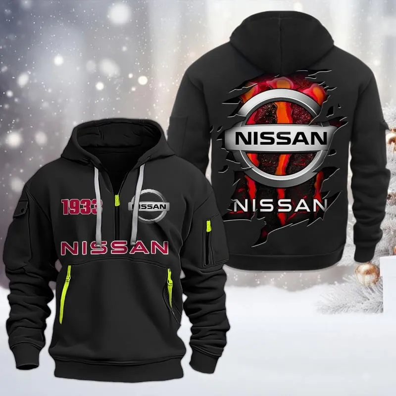 nissan half zip hoodie all over print half zip hoodies for men car198032752 black 4phkl