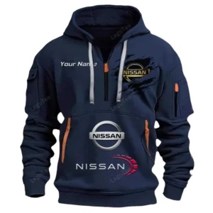 Nissan Half Zip Hoodie CAR113021425801, Best Gift for Him, Husband, Boyfriend - Navy