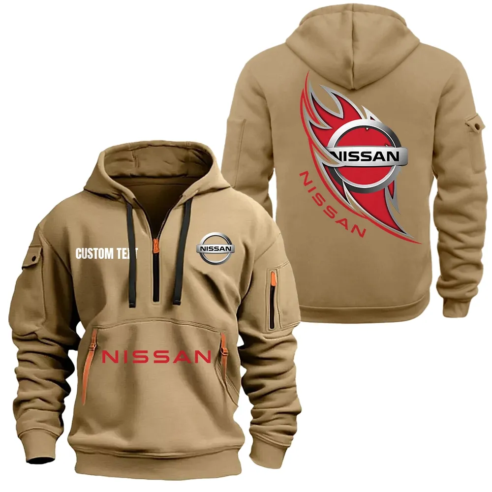 nissan hoodie half zipper car1701112150 car all over print hoodie half zipper khaki f4lkn