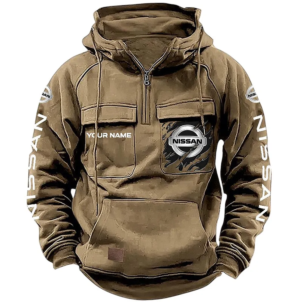 Nissan Hoodie Tactical Quarter Zip, Gift For Nissan Lovers CAR164022425162 - Khaki
