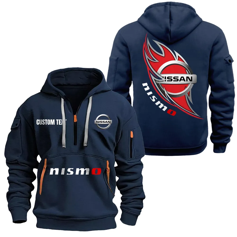 Nissan Nismo Hoodie Half Zipper CAR1701112151, CAR All Over Print Hoodie Half Zipper - Navy