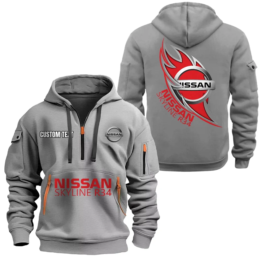 nissan r34 hoodie half zipper car1701112152 car all over print hoodie half zipper gray rwwbw