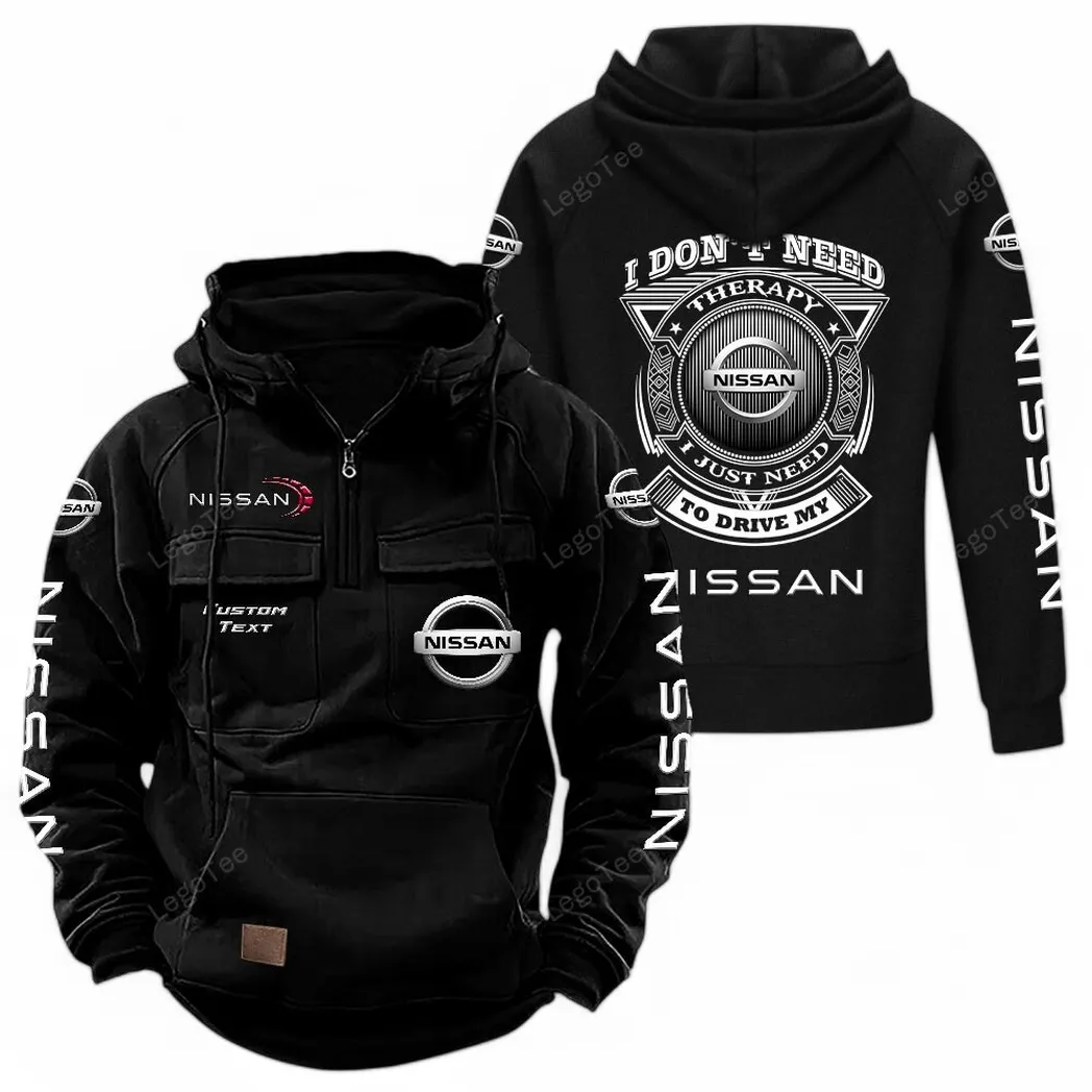 Nissan Tactical Quarter Zip Hoodie CAR106021525057, Gifts For Men, Him, Husband, Boyfriend - Black