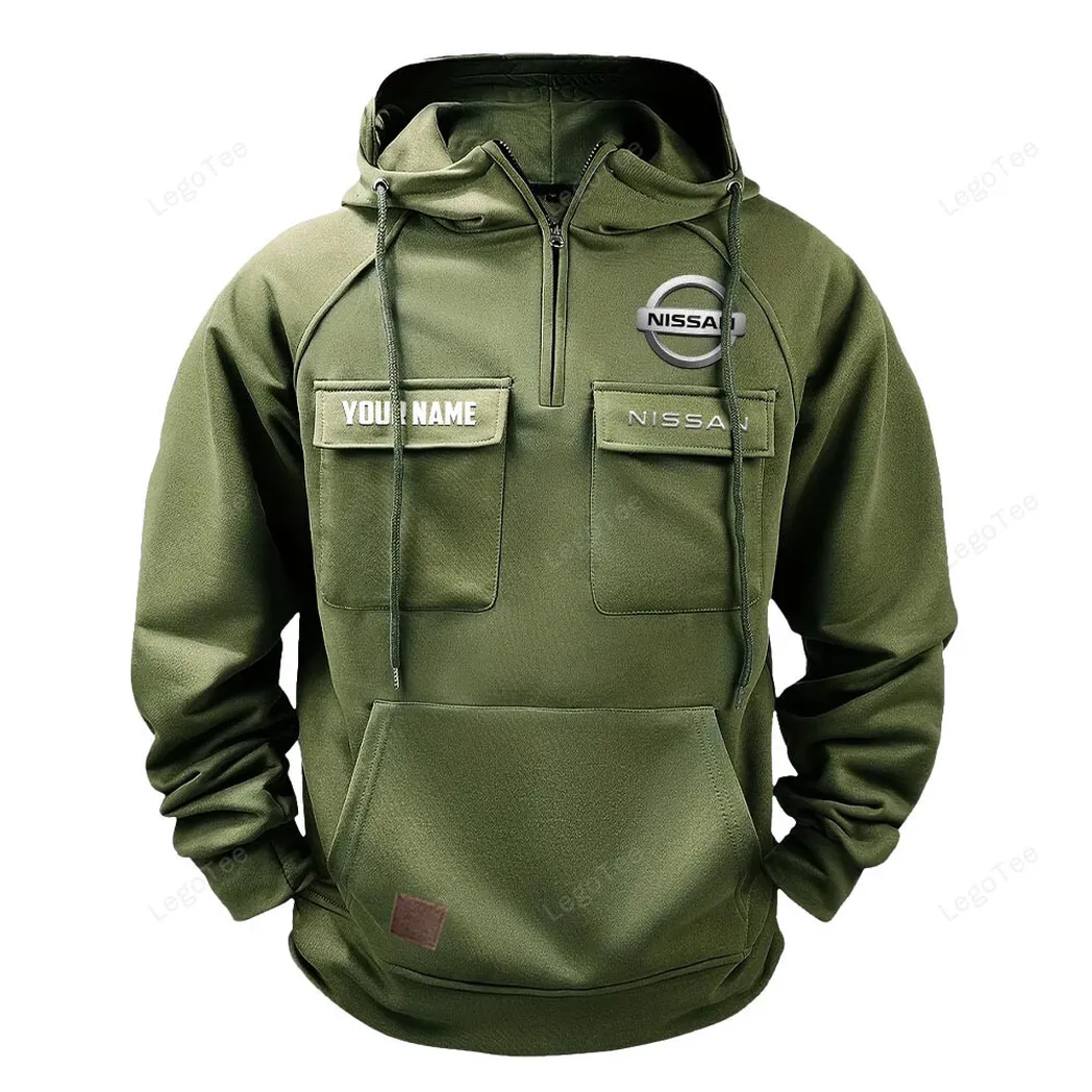 nissan tactical quarter zip hoodie gift for nissan lovers gift for him husband boyfriend army green car109021425396 1 0baks