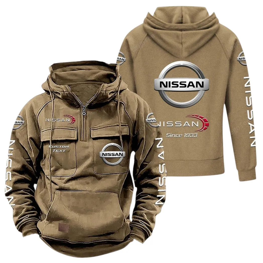 nissan tactical quarter zip hoodie gift for nissan lovers gift for him husband boyfriend khaki car96021425699 4 sqobq