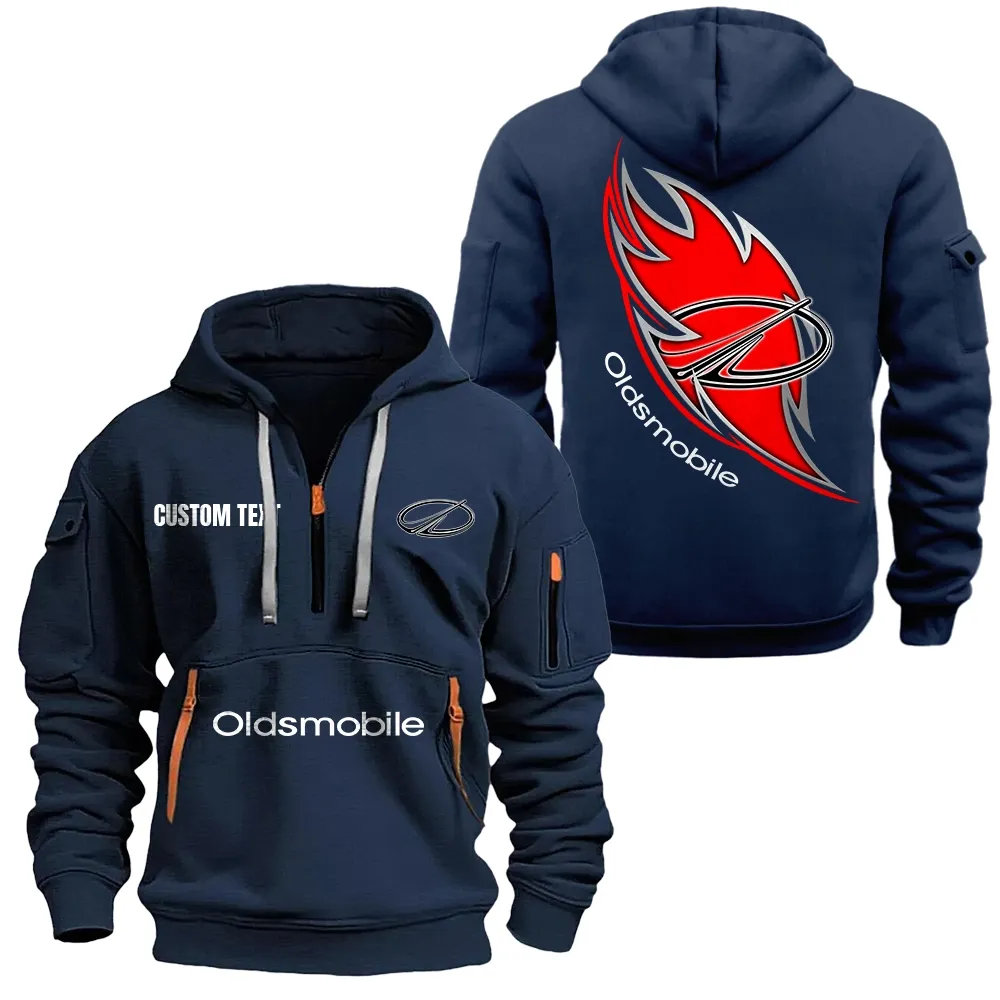 Oldsmobile Cutlass Hoodie Half Zipper CAR1701112155, CAR All Over Print Hoodie Half Zipper - Navy