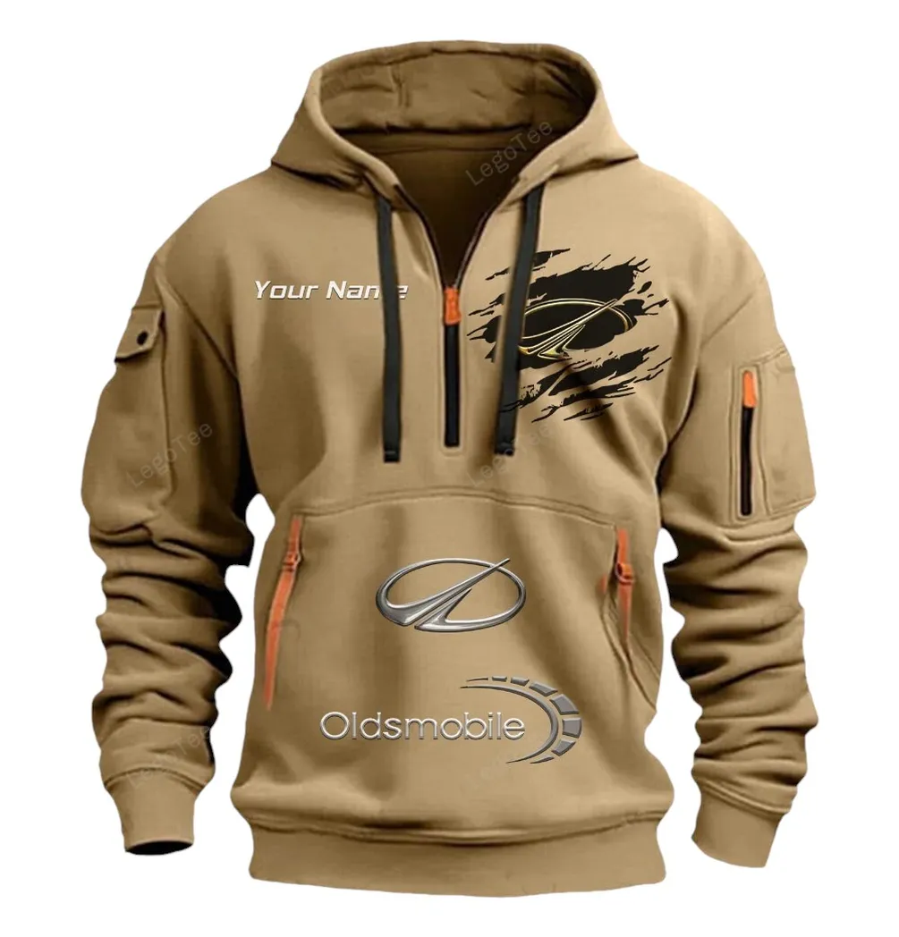 oldsmobile half zip hoodie car113021425839 best gift for him husband boyfriend khaki y1ssf