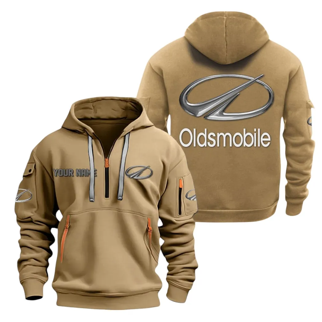Oldsmobile Half Zip Hoodie For Men, Gift For Oldsmobile Lovers CAR20022125738 - Khaki