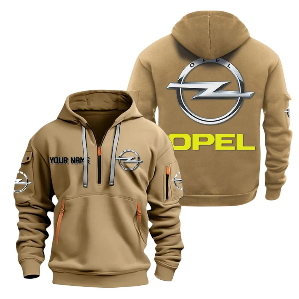 Opel Half Zip Hoodie For Men, Gift For Opel Lovers CAR20022125725 - Khaki
