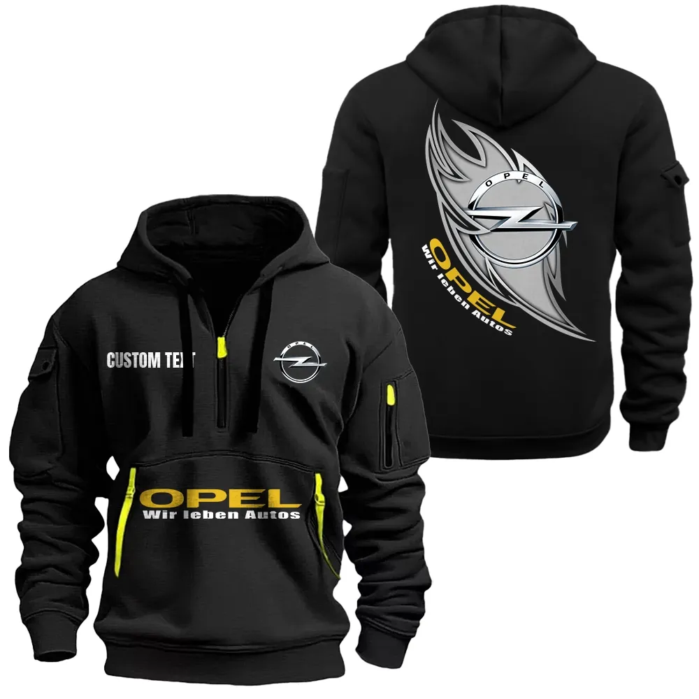 Opel Hoodie Half Zipper CAR1701112157, CAR All Over Print Hoodie Half Zipper - Black