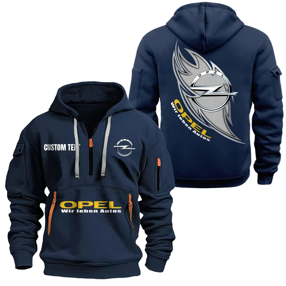 Opel Hoodie Half Zipper CAR1701112157, CAR All Over Print Hoodie Half Zipper - Navy