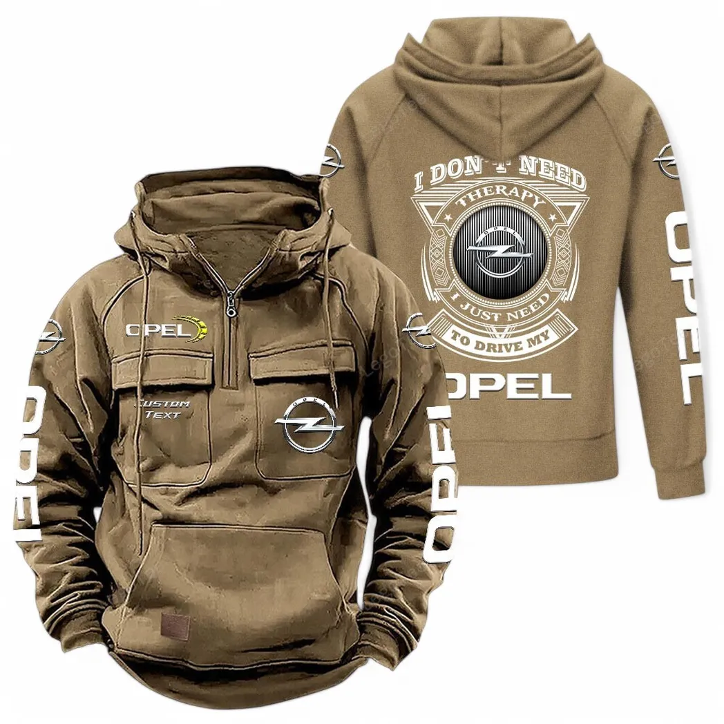 Opel Tactical Quarter Zip Hoodie CAR106021525037, Gifts For Men, Him, Husband, Boyfriend - Khaki