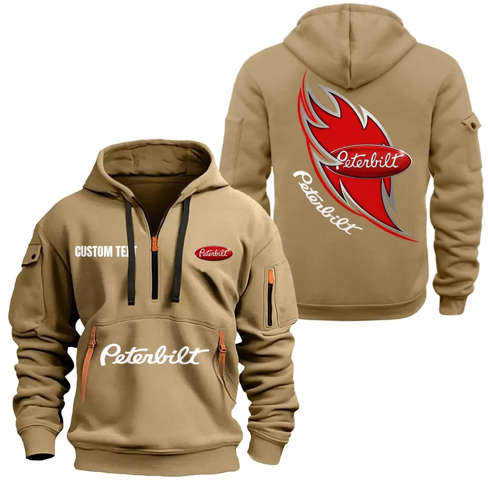 Peterbilt Hoodie Half Zipper CAR1701112158, CAR All Over Print Hoodie Half Zipper - Khaki