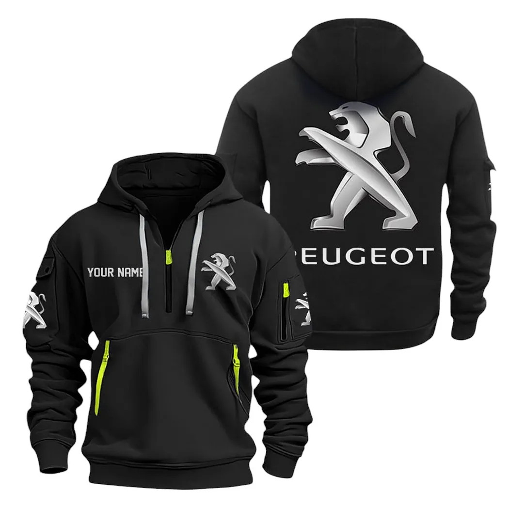 Peugeot Half Zip Hoodie For Men, Gift For Peugeot Lovers CAR20022125714 - Black
