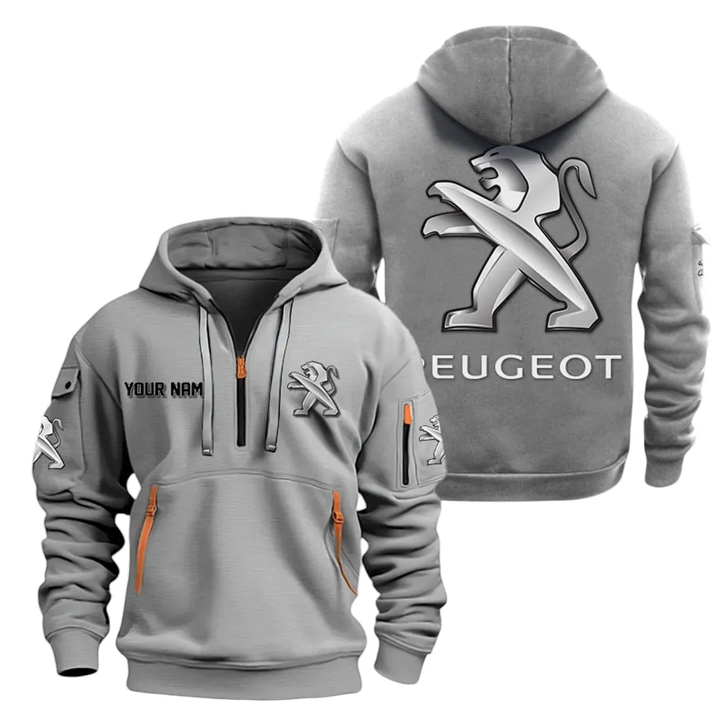 Peugeot Half Zip Hoodie For Men, Gift For Peugeot Lovers CAR20022125714 - Gray