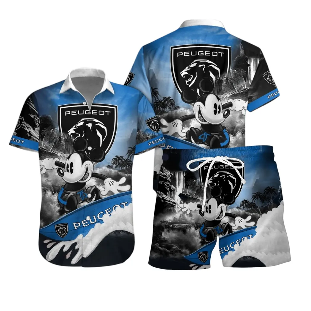 peugeot hawaiian shirt set gift for peugeot lovers gift for him husband boyfriend car53030625093 mtqp4