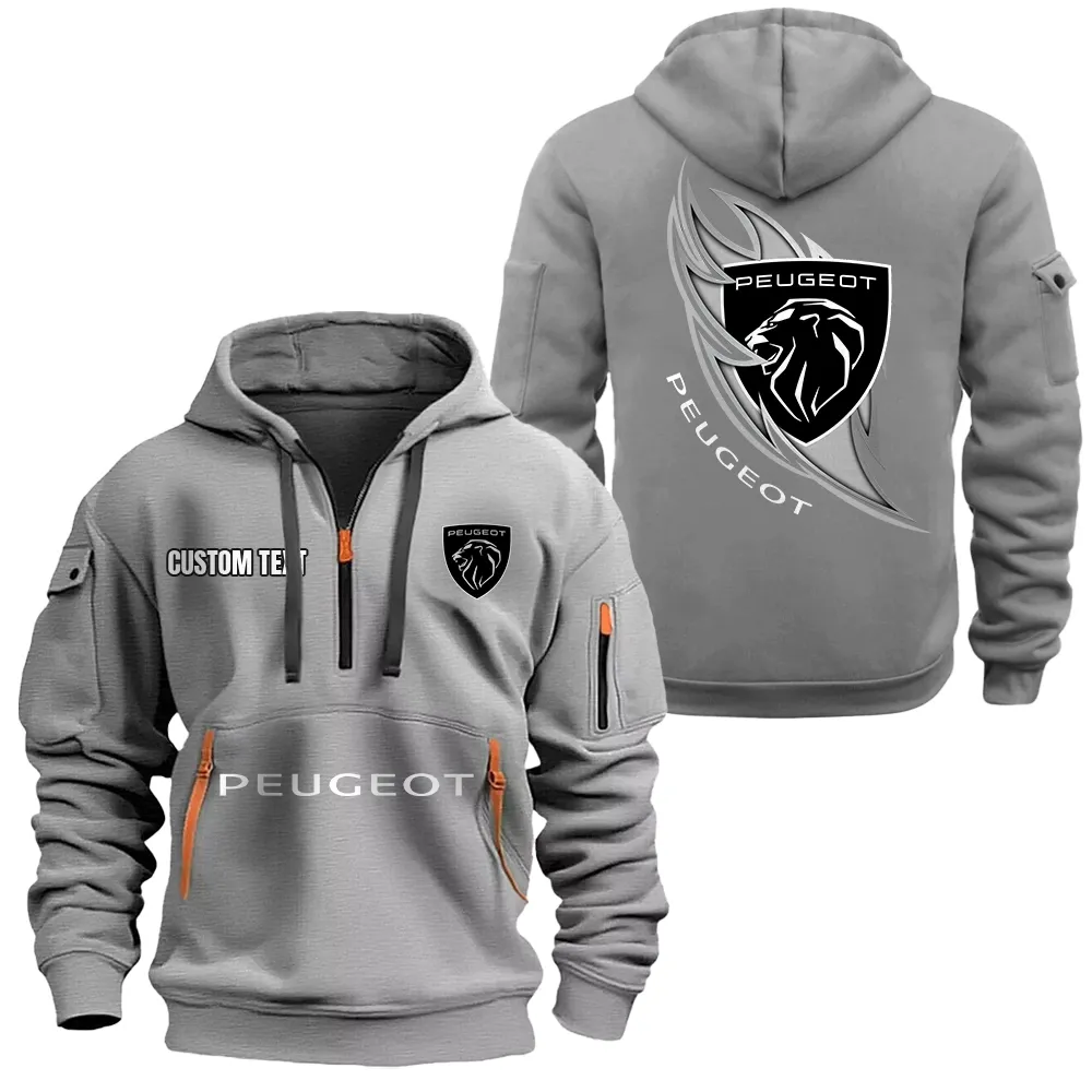Peugeot Hoodie Half Zipper CAR1701112159, CAR All Over Print Hoodie Half Zipper - Gray