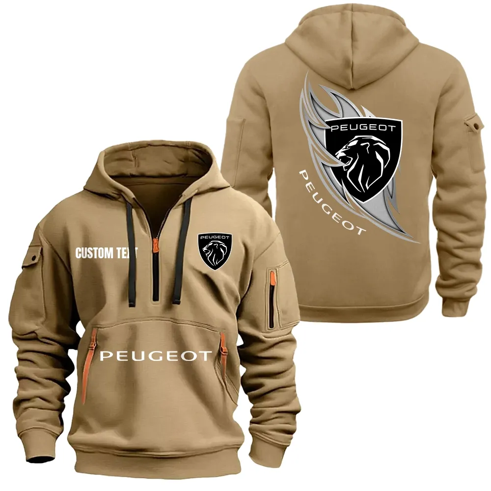 Peugeot Hoodie Half Zipper CAR1701112159, CAR All Over Print Hoodie Half Zipper - Khaki