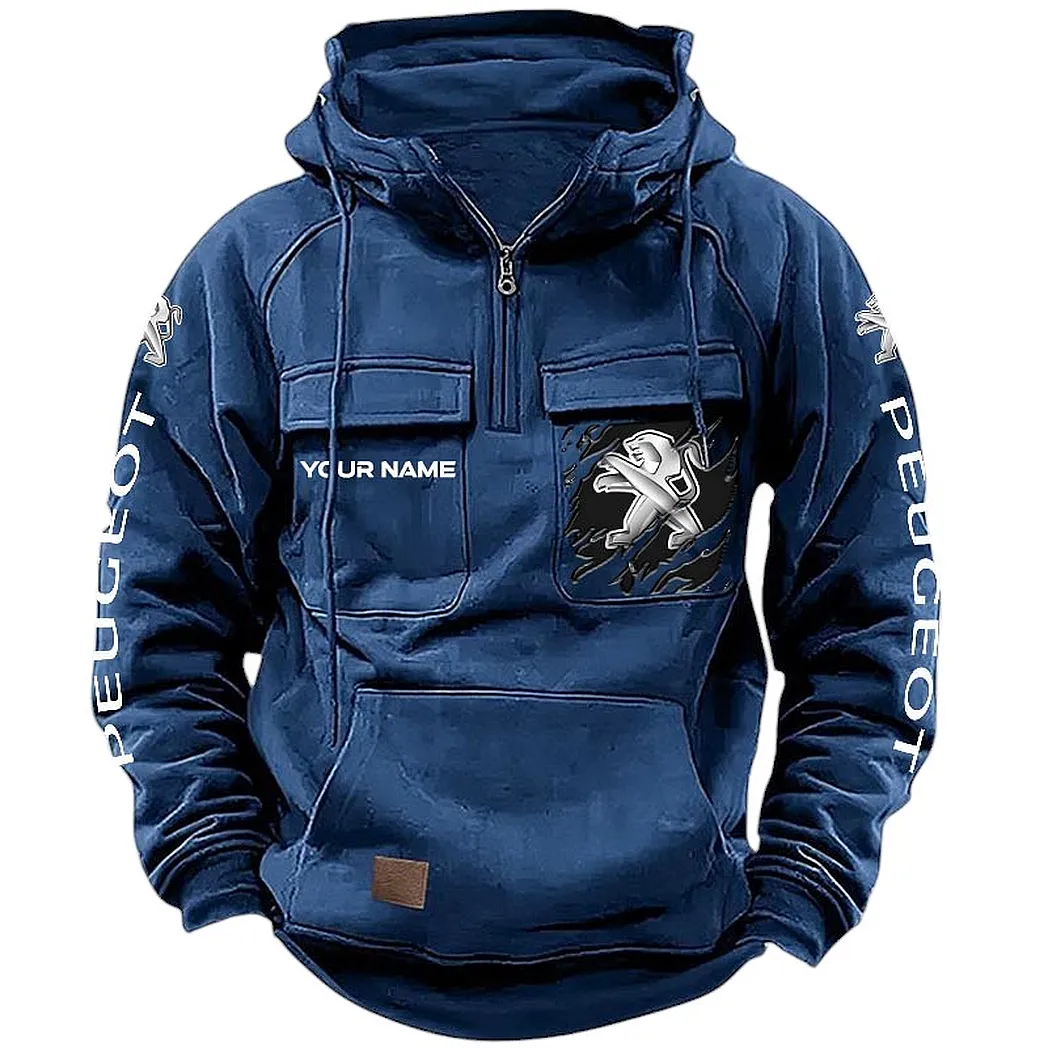 Peugeot Hoodie Tactical Quarter Zip, Gift For Peugeot Lovers CAR164022425157 - Dark Blue
