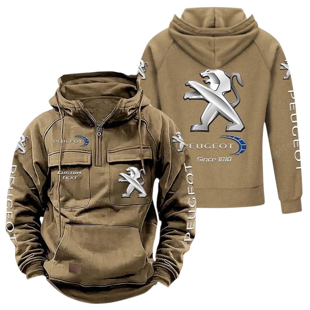 Peugeot Tactical Quarter Zip Hoodie, Gift For Peugeot Lovers, Gift For Him, Husband, Boyfriend - Khaki CAR96021425681-4