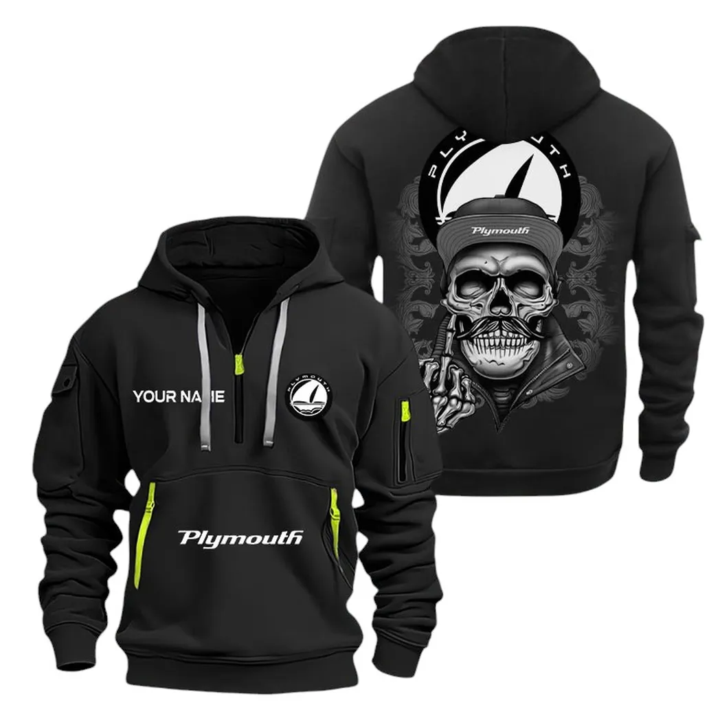plymouth half zip hoodie for men gift for plymouth fan car166022625163 black