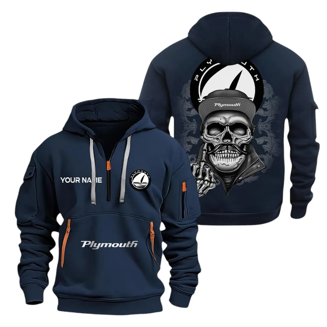Plymouth Half Zip Hoodie For Men, Gift For Plymouth Fan CAR166022625163 - Navy