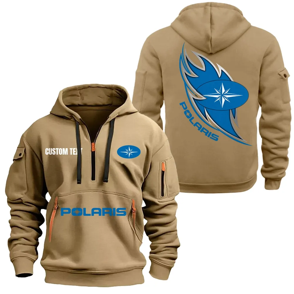 Polaris Hoodie Half Zipper CAR1701112160, CAR All Over Print Hoodie Half Zipper - Khaki