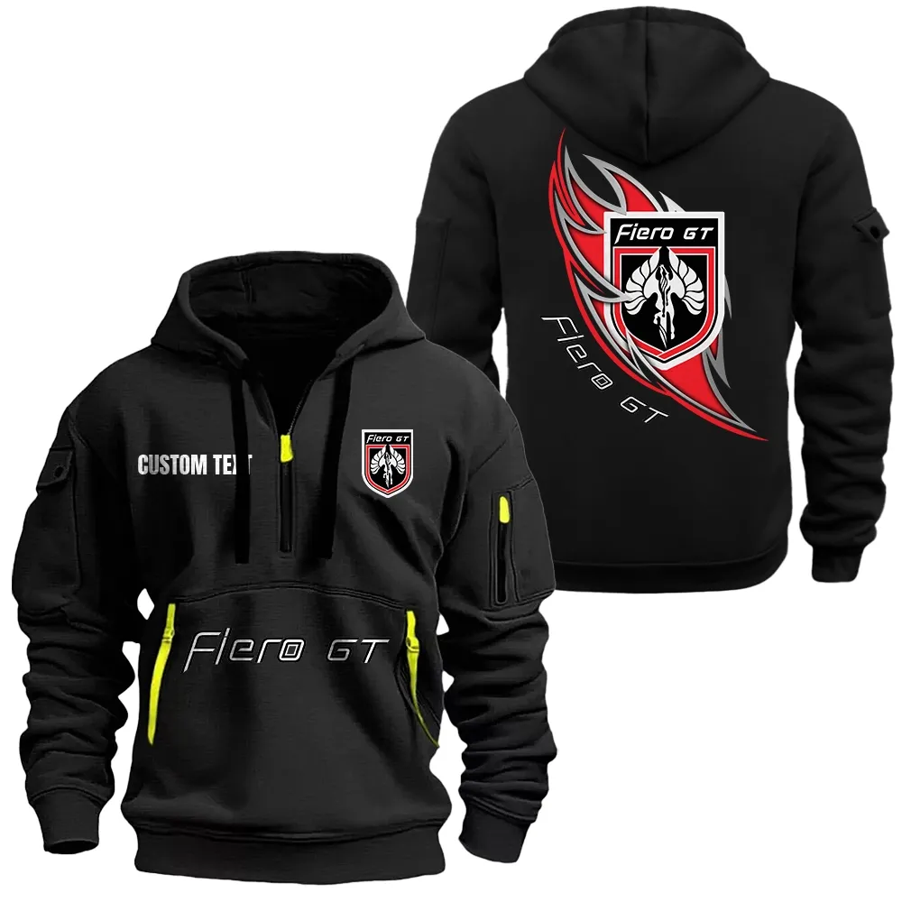 Pontiac Fiero Hoodie Half Zipper CAR1701112161, CAR All Over Print Hoodie Half Zipper - Black