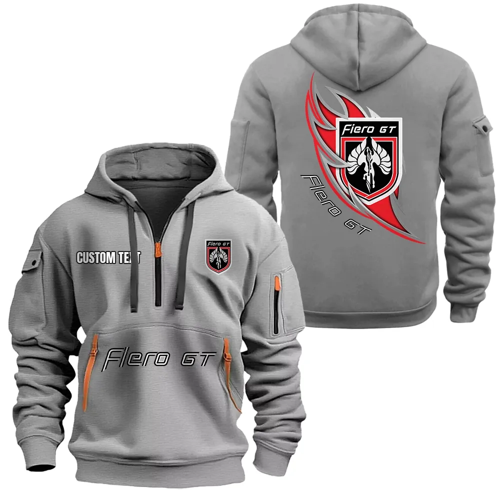 Pontiac Fiero Hoodie Half Zipper CAR1701112161, CAR All Over Print Hoodie Half Zipper - Gray