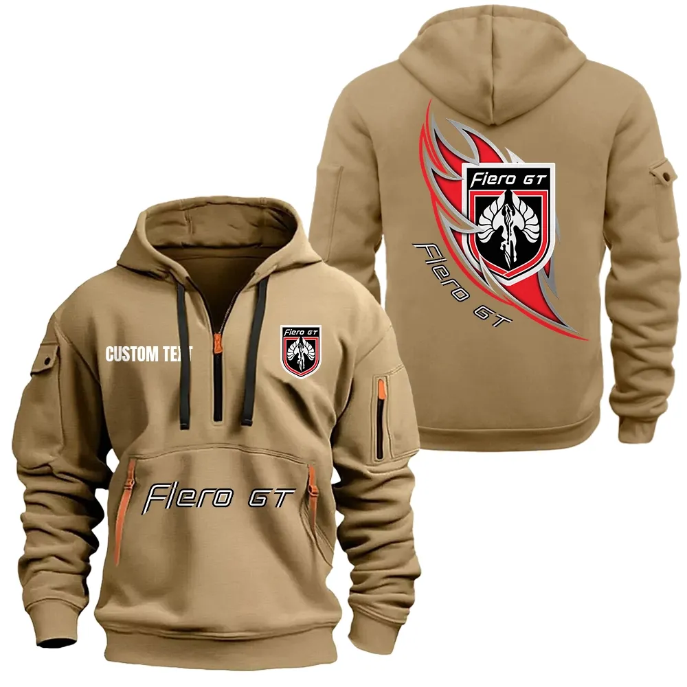 Pontiac Fiero Hoodie Half Zipper CAR1701112161, CAR All Over Print Hoodie Half Zipper - Khaki
