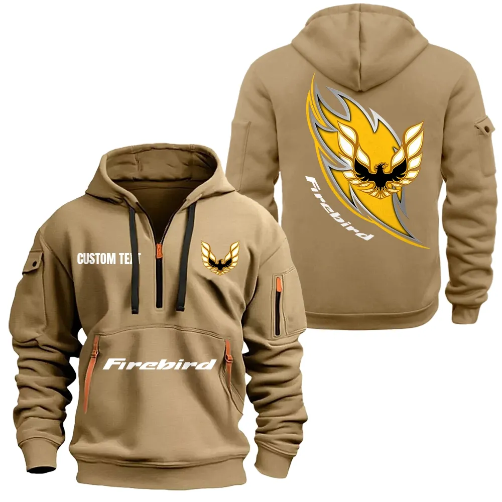Pontiac Firebird Hoodie Half Zipper CAR1701112162, CAR All Over Print Hoodie Half Zipper - Khaki