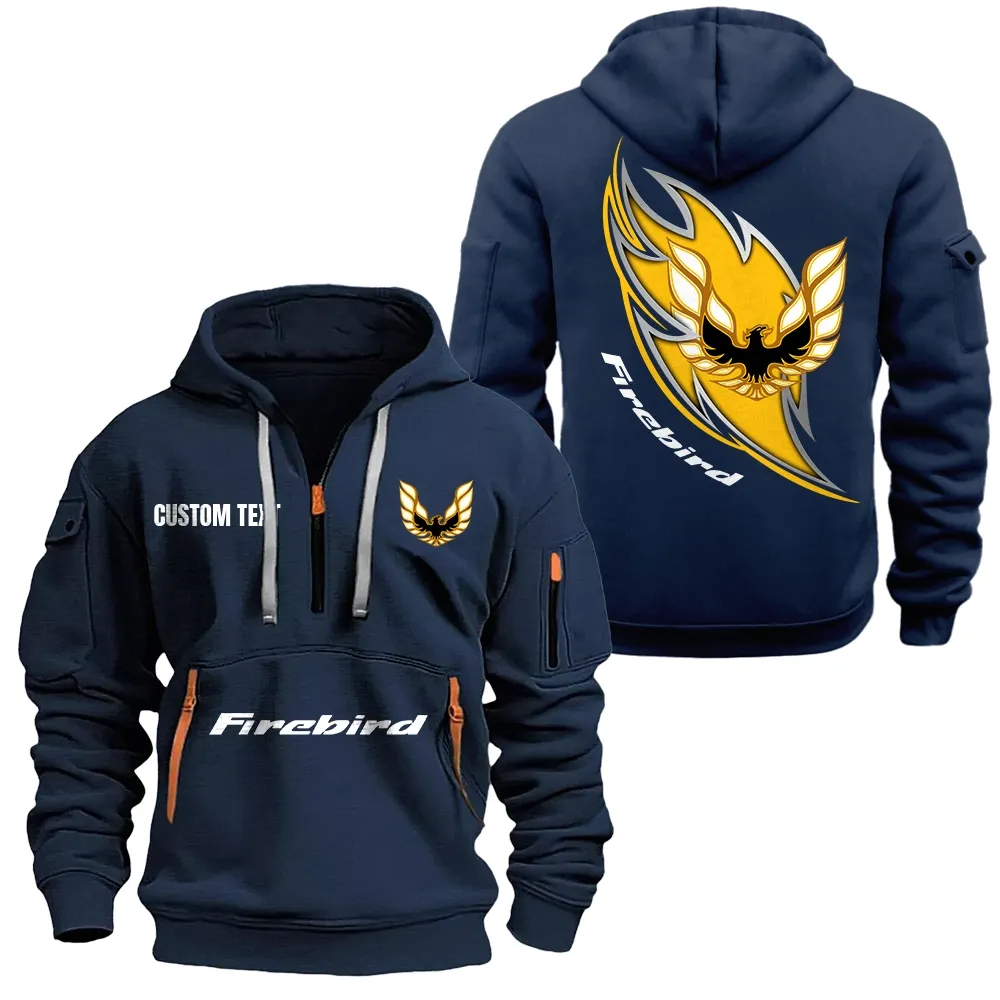 Pontiac Firebird Hoodie Half Zipper CAR1701112162, CAR All Over Print Hoodie Half Zipper - Navy
