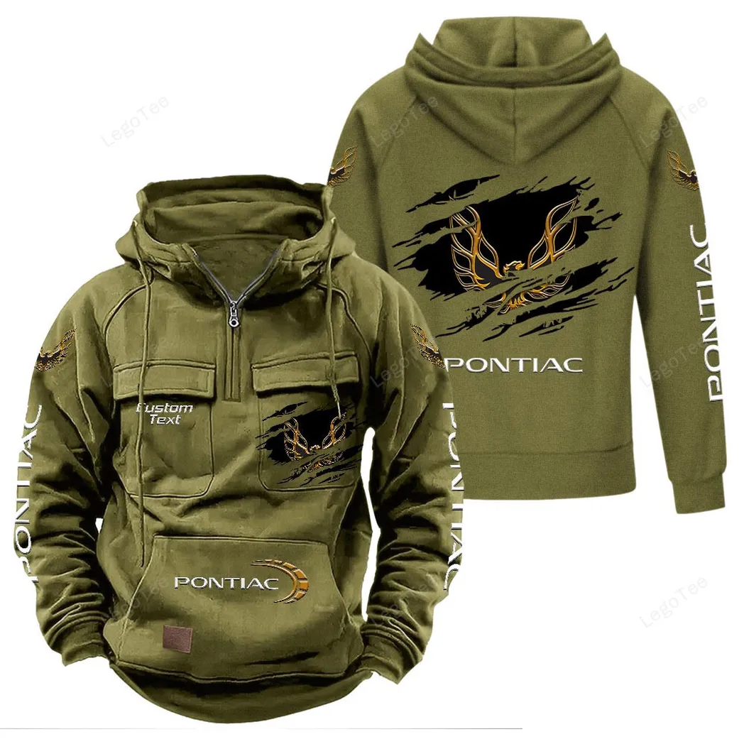 Pontiac Firebird Tactical Quarter Zip Hoodie, Gift For Pontiac Firebird Lovers, Gift For Him, Husband, Boyfriend - Army Green CAR122021425047-1
