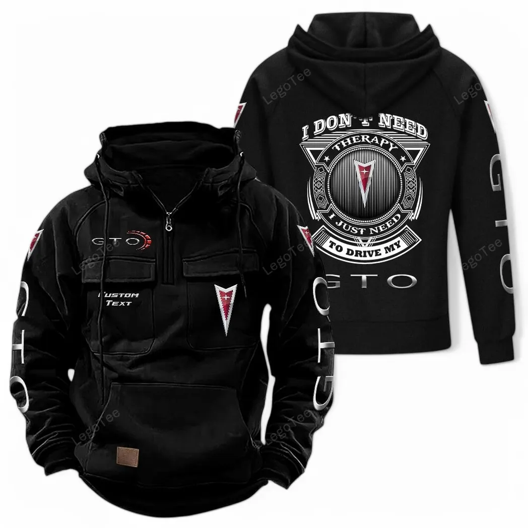 Pontiac GTO Tactical Quarter Zip Hoodie CAR106021525077, Gifts For Men, Him, Husband, Boyfriend - Black