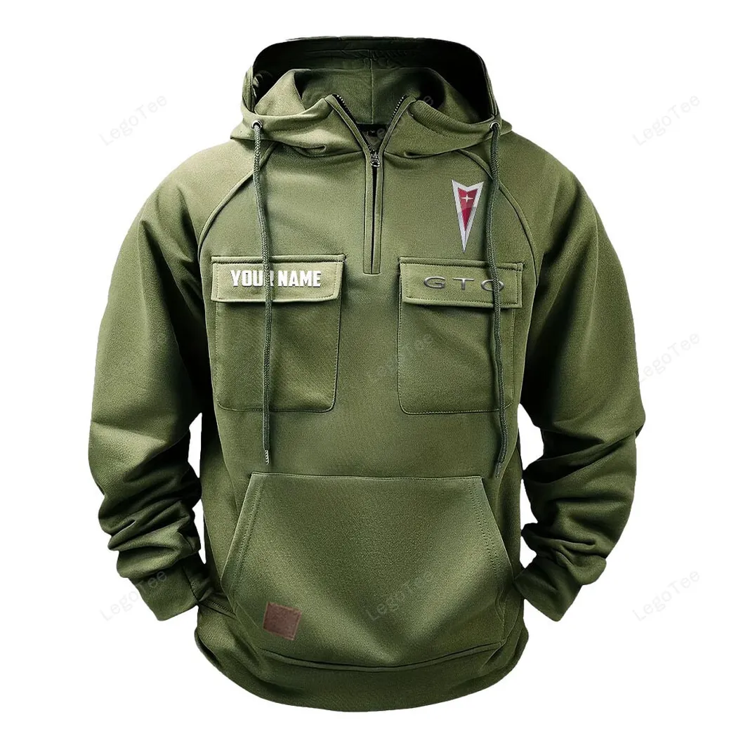 pontiac gto tactical quarter zip hoodie gift for pontiac gto lovers gift for him husband boyfriend army green car109021425363 1
