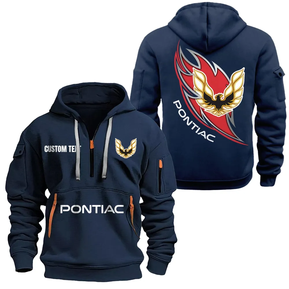 Pontiac Hoodie Half Zipper CAR1701112163, CAR All Over Print Hoodie Half Zipper - Navy
