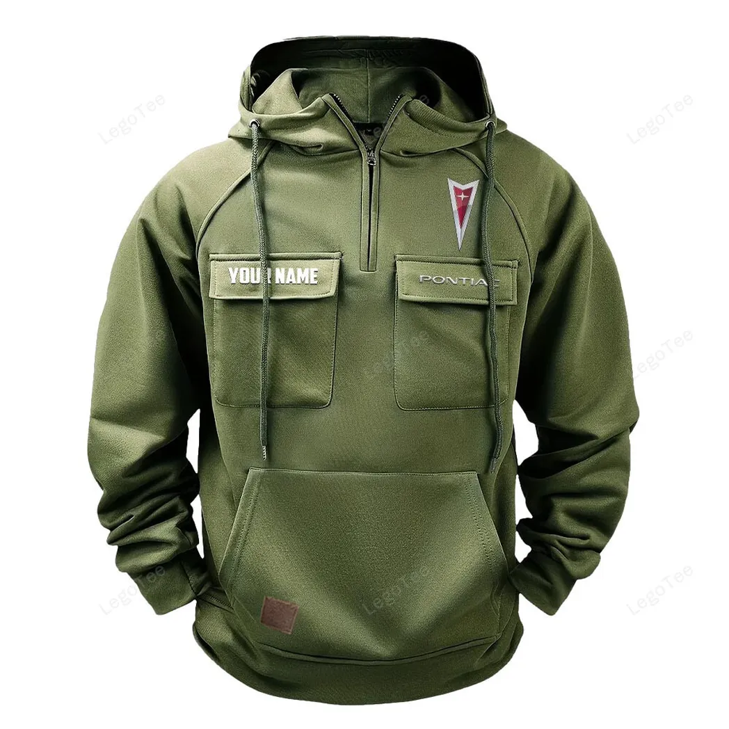 Pontiac Tactical Quarter Zip Hoodie, Gift For Pontiac Lovers, Gift For Him, Husband, Boyfriend - Army Green CAR109021425402-1