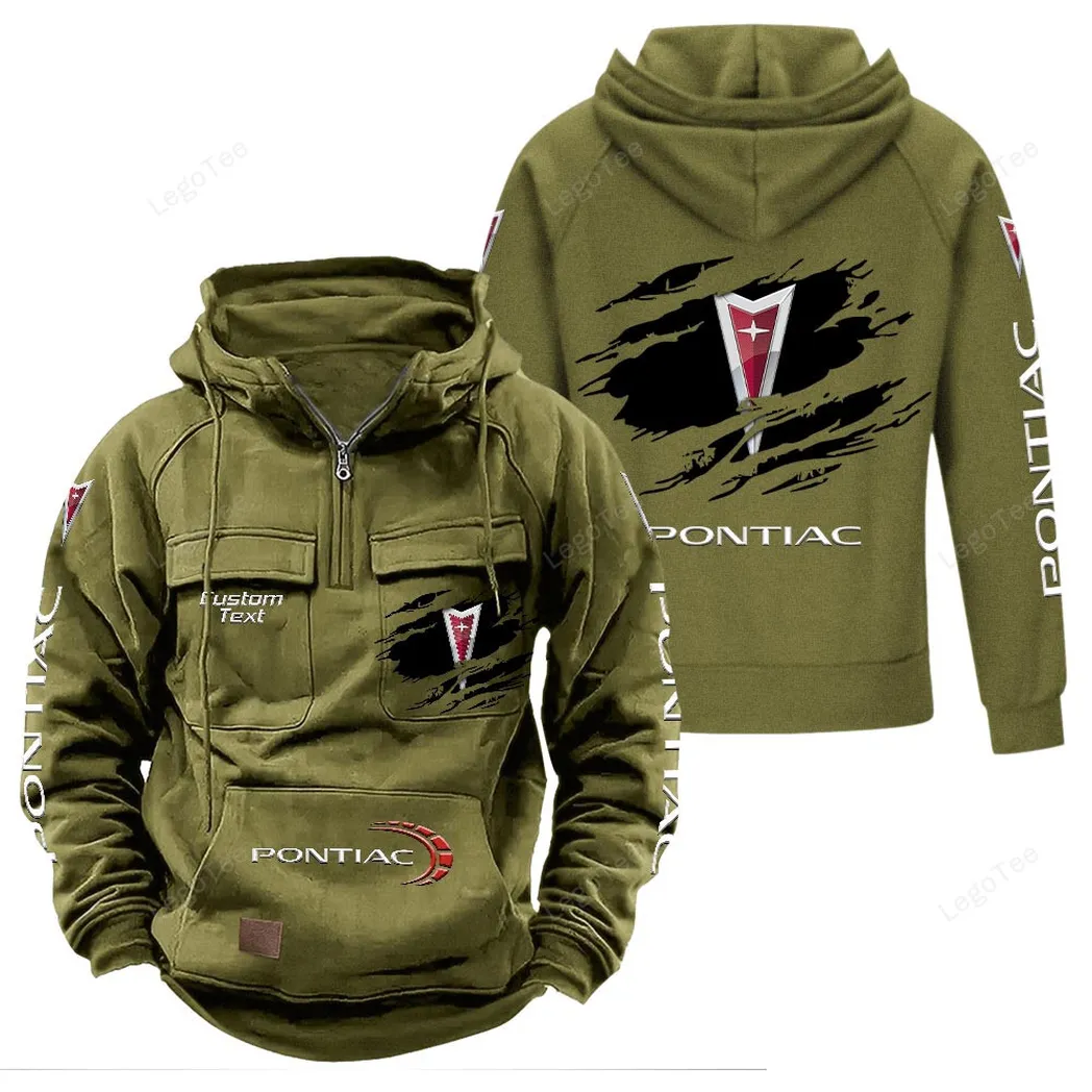Pontiac Tactical Quarter Zip Hoodie, Gift For Pontiac Lovers, Gift For Him, Husband, Boyfriend - Army Green CAR122021425069-1