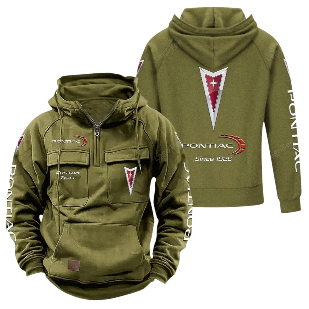 Pontiac Tactical Quarter Zip Hoodie, Gift For Pontiac Lovers, Gift For Him, Husband, Boyfriend - Army Green CAR96021425693-1