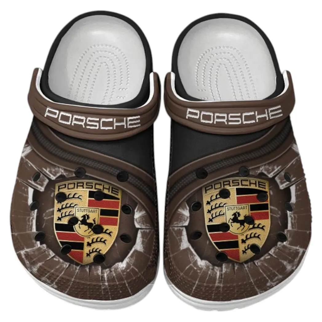 Porsche Crocs Clogs Men Women, Gift For Porsche Fan CAR188032025167 - Brown