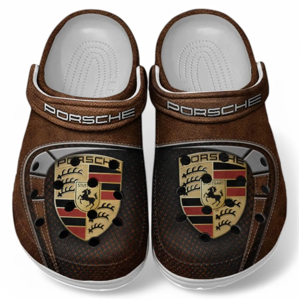 Porsche Crocs Sandals For Men Women, Gift For Porsche Fan CAR177031425569 - Brown