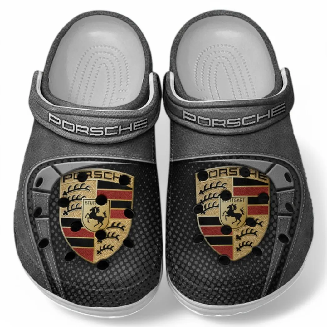 Porsche Crocs Sandals For Men Women, Gift For Porsche Fan CAR177031425569 - Gray