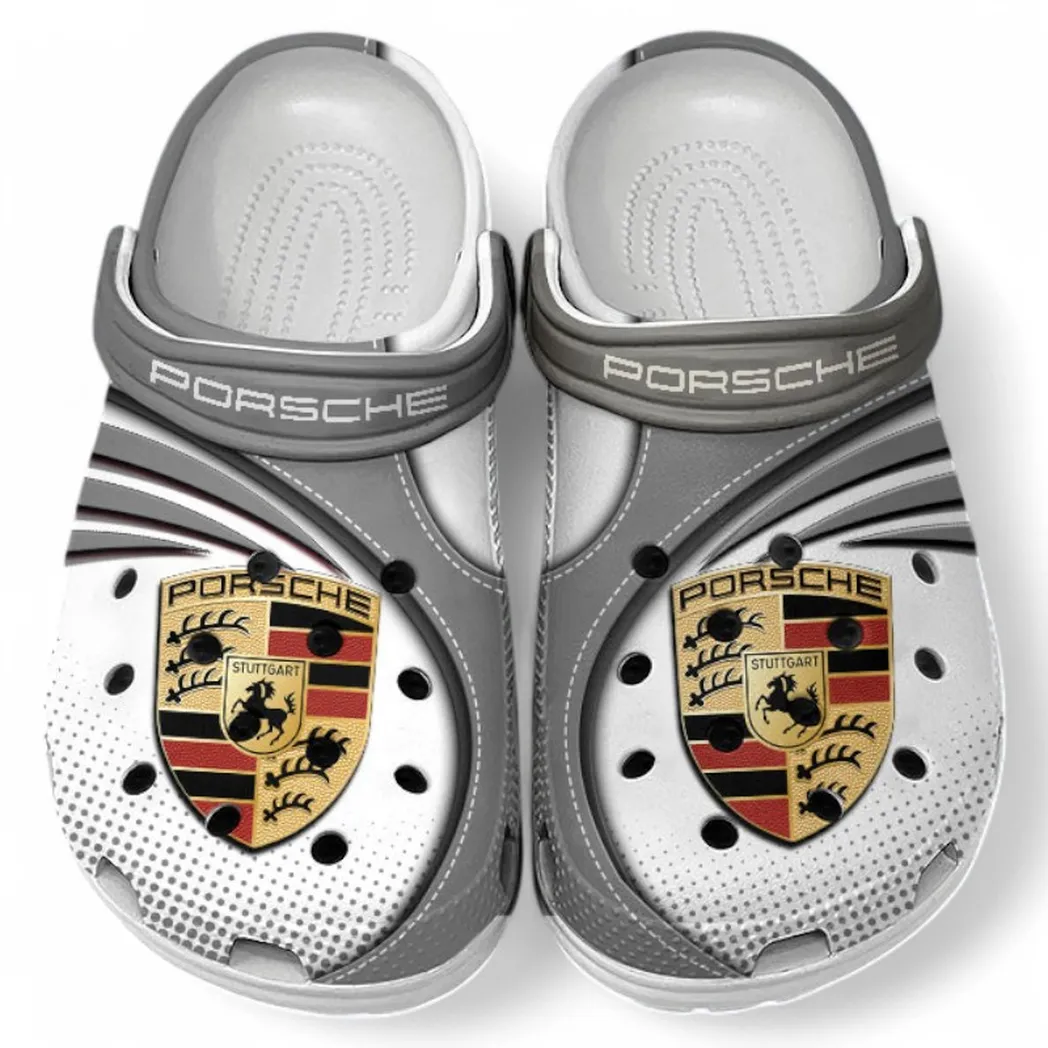 Porsche Crocs Sandals For Men Women, Gift For Porsche Fan CAR181031525700 - Gray