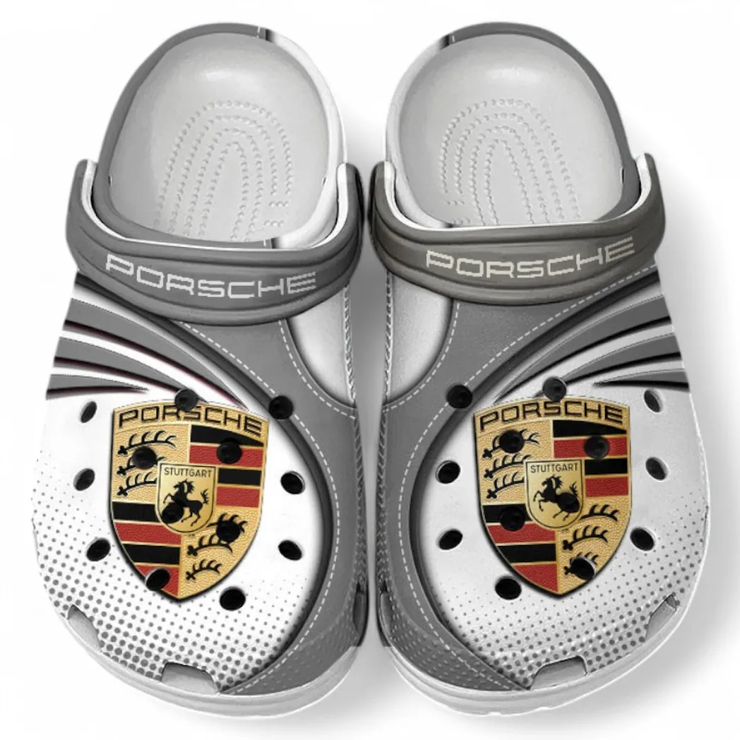 Porsche Crocs Sandals For Men Women, Gift For Porsche Fan CAR181031525750 - Gray