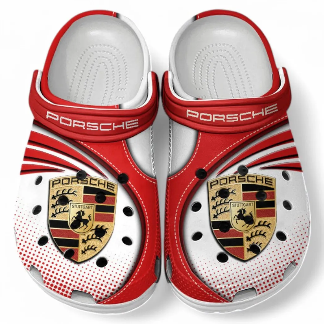 Porsche Crocs Sandals For Men Women, Gift For Porsche Fan CAR181031525750 - Red