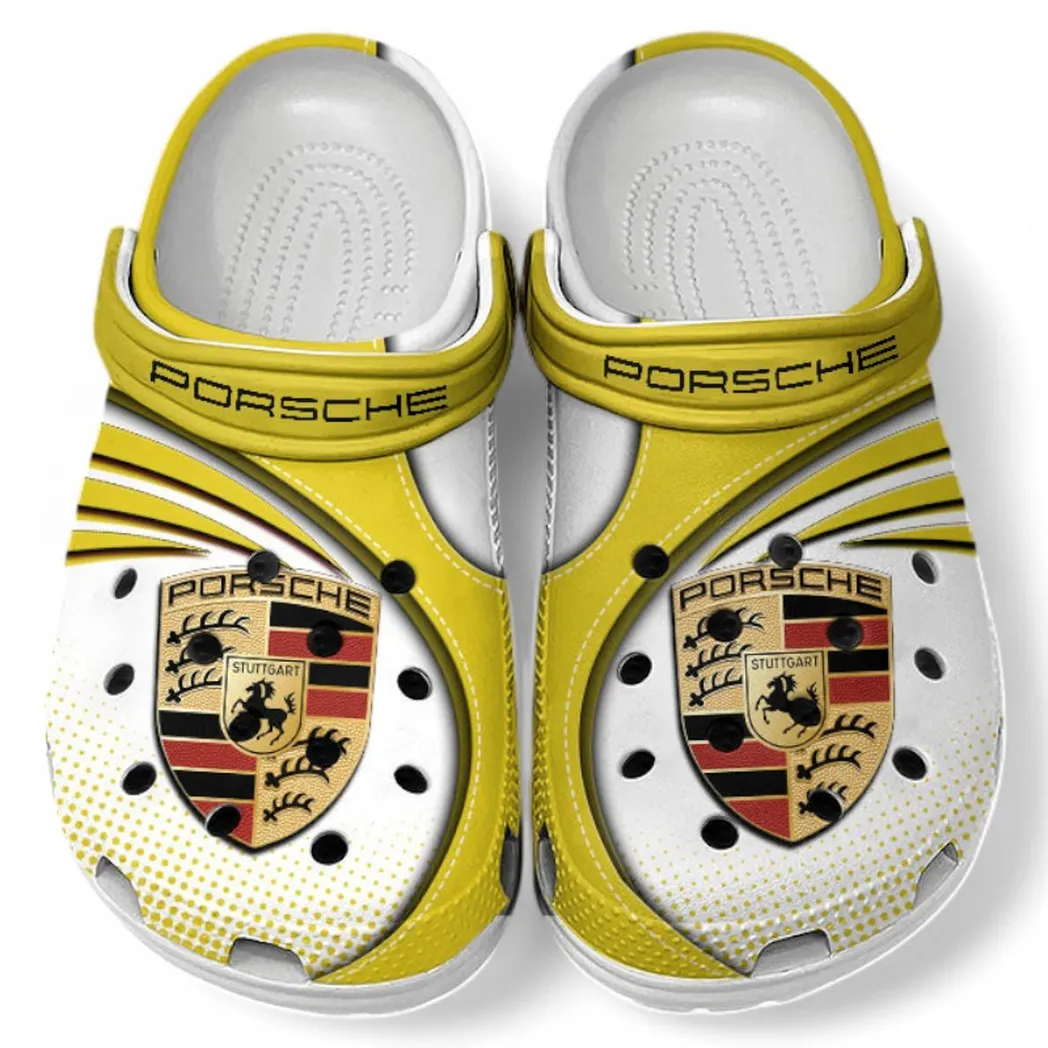 Porsche Crocs Sandals For Men Women, Gift For Porsche Fan CAR181031525750 - Yellow