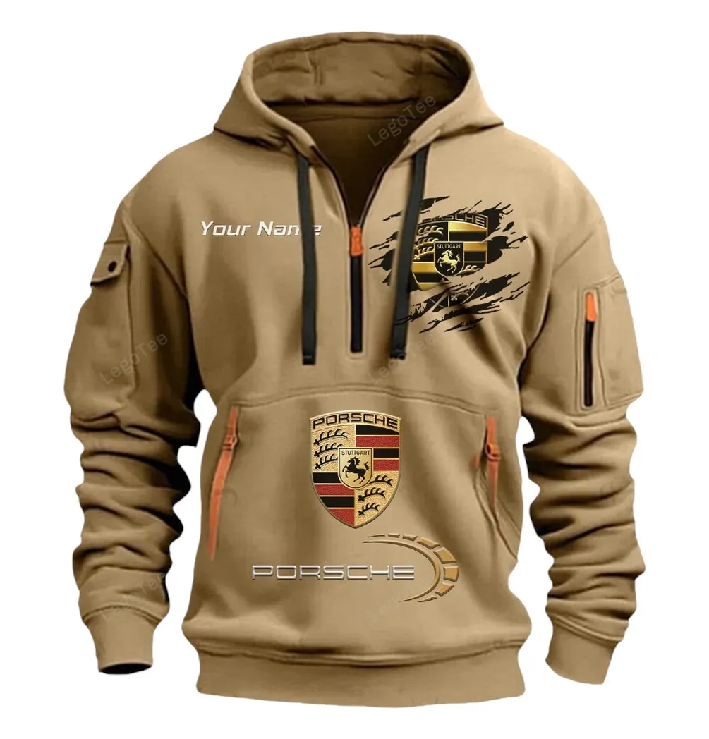 porsche half zip hoodie car113021425781 best gift for him husband boyfriend khaki cky9s