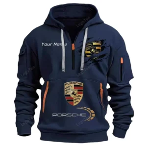Porsche Half Zip Hoodie CAR113021425781, Best Gift for Him, Husband, Boyfriend - Navy